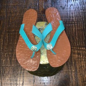 TORY BURCH TURQUOISE FLIP FLOPS